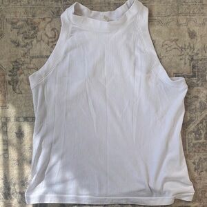 Athleta White Ribbed Tank Top